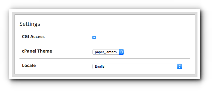 cpanel settings